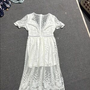 SHEIN White Lace Wedding Dress